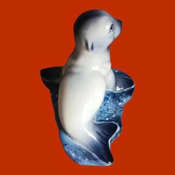 Mafnas figurine sculpture lion sea gray/wht/blue - Picture 2 of 8